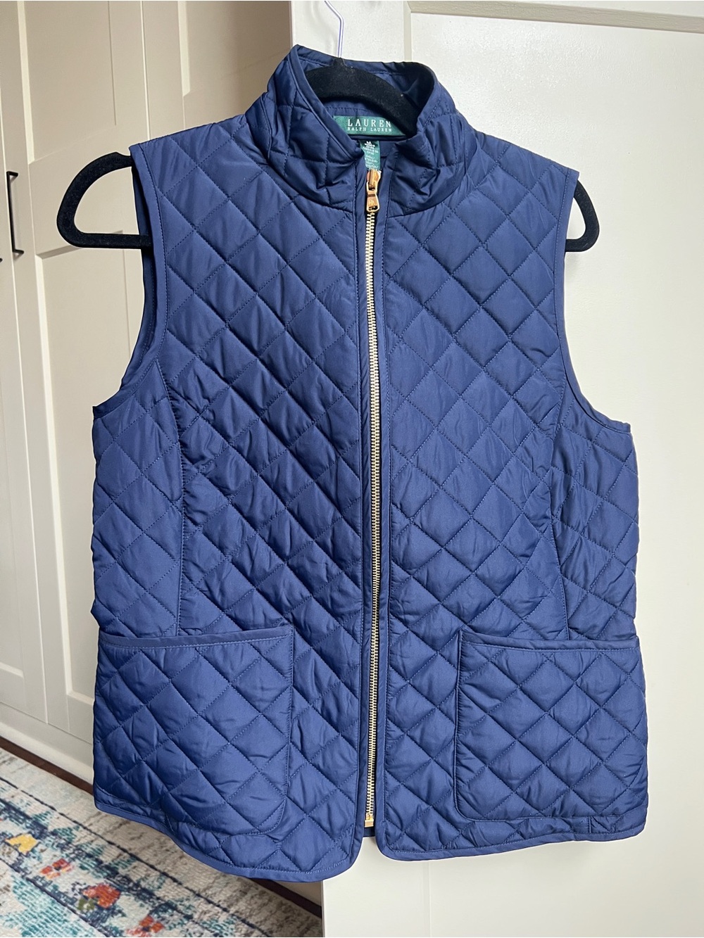 Lauren Ralph Lauren Navy Blue Diamond Quilted Vest, Size M